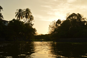 Fototapeta na wymiar Sunset over the Nicaraguan lakes outside of Léon in Central America