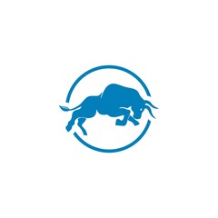 blue bull Logo Design concept in circle