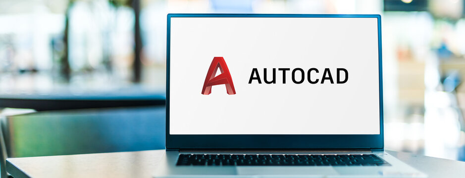 Laptop Computer Displaying Logo Of AutoCAD