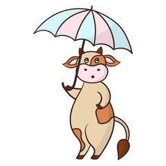 Funny cow with umbrella
