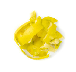 Pile of potato peel isolated on white background