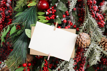 Fototapeta na wymiar christmas card with christmas tree and decorations