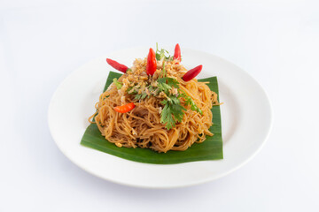 Fried rice vermicellis. Famous Chinese Food in South East Asia and Thai Food