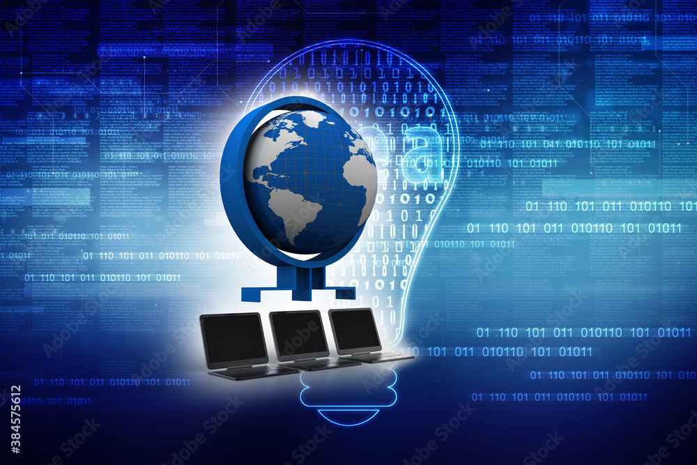 Aufkleber 3d rendering technology computer network