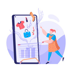 Online shopping concept, digital marketing on website and mobile application