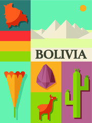 bolivia symbols vector icons fl