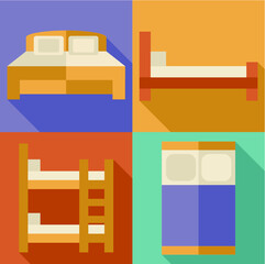 beds icon set flat vector