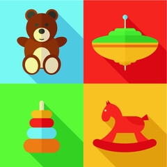 children toys icon set