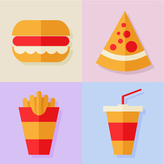 fast food icons set