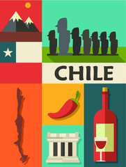vector country Chile icon set