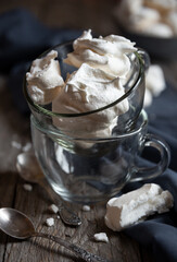 Meringue delicious dessert with eggs and sugar