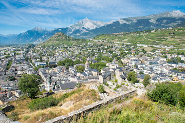 Fototapeta na wymiar Stadtlandschaft Sion / Wallis / Schweiz