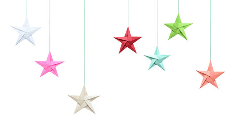 Haning origami stars with string