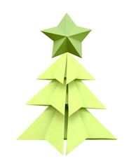 A origami christmas tree on white