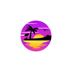 Fototapeta na wymiar Beach logo design Vector palm