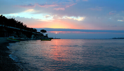 Photo of a beautiful sea landscape at sunset