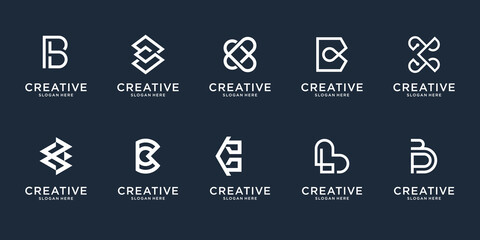 set of abstract Monogram logo design.simple,elegant,initial letter B design template.premium vector