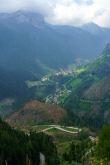 Fototapeta premium Mountain landscape along the road to Colle Santa Lucia, Dolomites