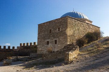 The arcaded temple (the Aya-Bayazid mosque) in the Genoese fortress in Sudak, Crimea.