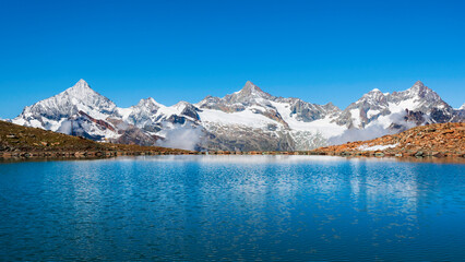 Fototapeta na wymiar Riffelsee lake and Matterhorn, Switzerland