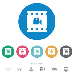 Movie filming flat round icons