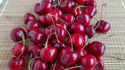 Delicious juicy cherry berries from fruit trees