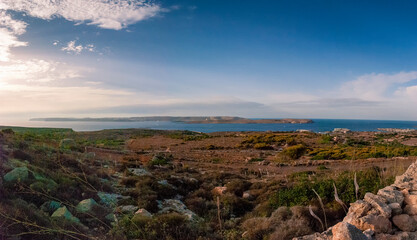 The coast of the island of Comino, Malta in the Mediterranean Sea