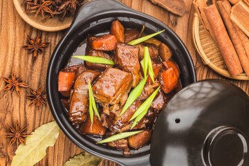 Chinese cuisine: a plate of braised lamb