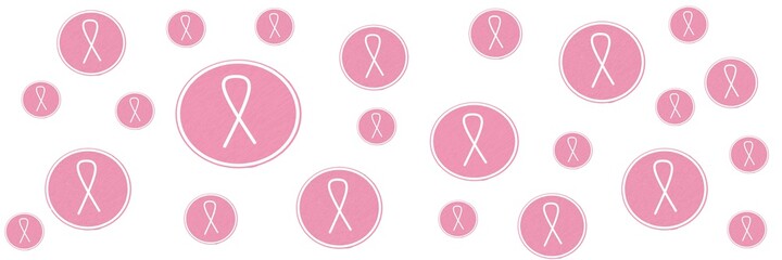 Breast Cancer Awareness month pink background, ribbon and speech bubble with quote for health care support. Banner	
