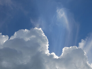 Beautiful cloudscape with various clouds on the background of blue sky
