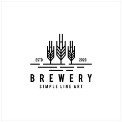 Modern Malt Line Art Logo Design for Ale Beer Brewery