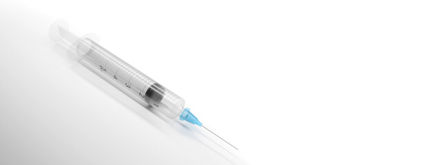 Medical syringe with a needle for vaccination. 3D Rendering