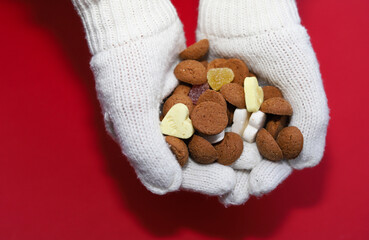 Cookies called pepernoten. Symbol of Dutch feast called Sinterklaas.