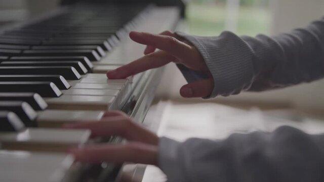 A hand playing the piano