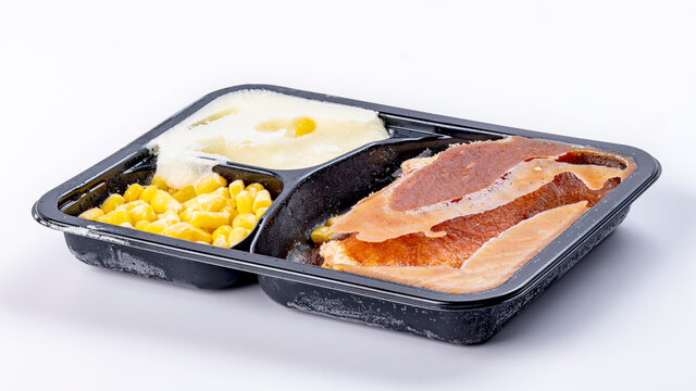 TV dinner serving tray with unrecognized frozen items