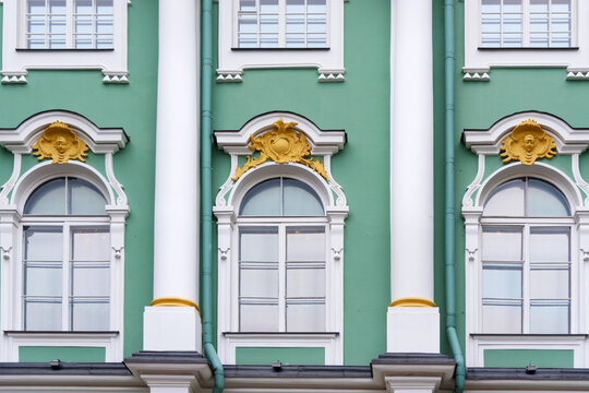 Windows of State Hermitage Museum in Saint Petersburg. Russia