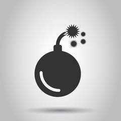 Bomb icon in flat style. Dynamite vector illustration on white isolated background. C4 tnt business concept.