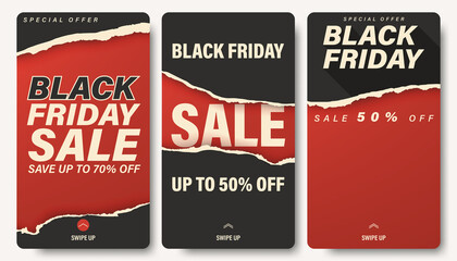 Stories template retro concept set for black friday.