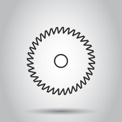 Saw blade icon in flat style. Circular machine vector illustration on white isolated background. Rotary disc business concept.