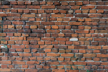 Background of old red exposed brickwork