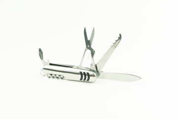 multifunctional folding knife on a white background