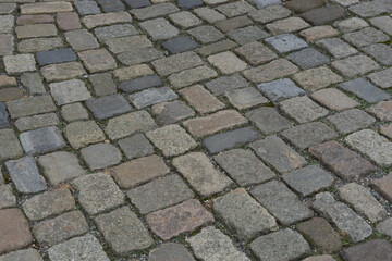 Background of big old cobblestone pavement