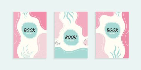 Abstract hand drawn shapes covers in pastel colors
