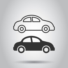 Car icon in flat style. Automobile vehicle vector illustration on white isolated background. Sedan business concept.