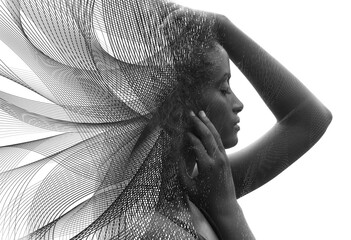 Portrait combined with a digital illustration