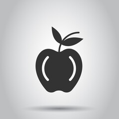 Apple icon in flat style. Fresh fruit vector illustration on white isolated background. Juicy food business concept.