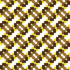 Vector seamless pattern texture background with geometric shapes, colored in brown, yellow, green, white colors.