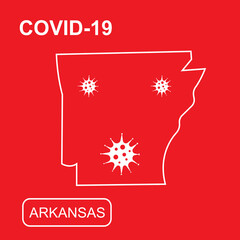 Obraz na płótnie Canvas Map of Arkansas State labeled 