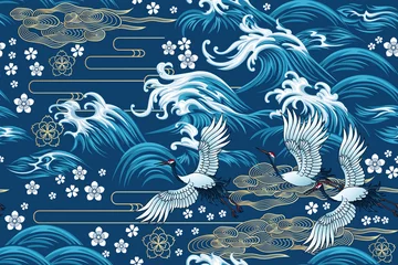 Wallpaper murals Sea Oriental sea seamless decorative pattern