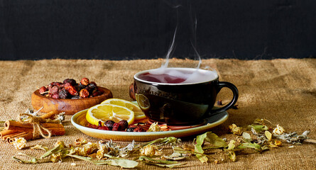 Hot Fruit Tea with Lemons, Cinnamon and cranberry
